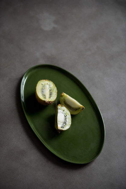 Handmade Oval Porcelain Platter - Green