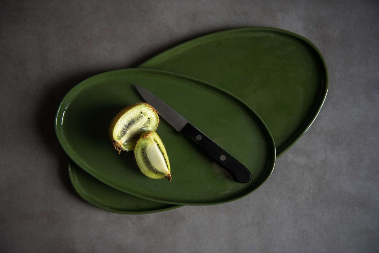 Handmade Oval Porcelain Platter - Green