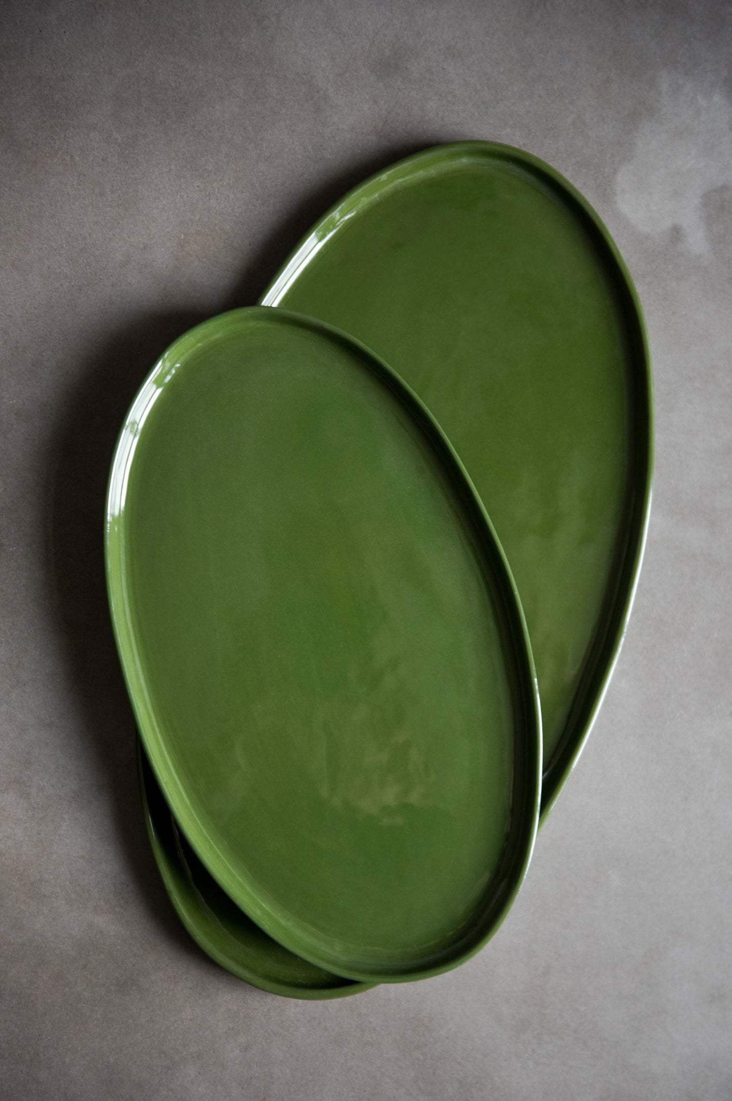 Handmade Oval Porcelain Platter - Green