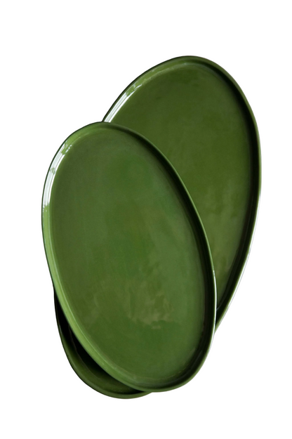 Handmade Oval Porcelain Platter - Green