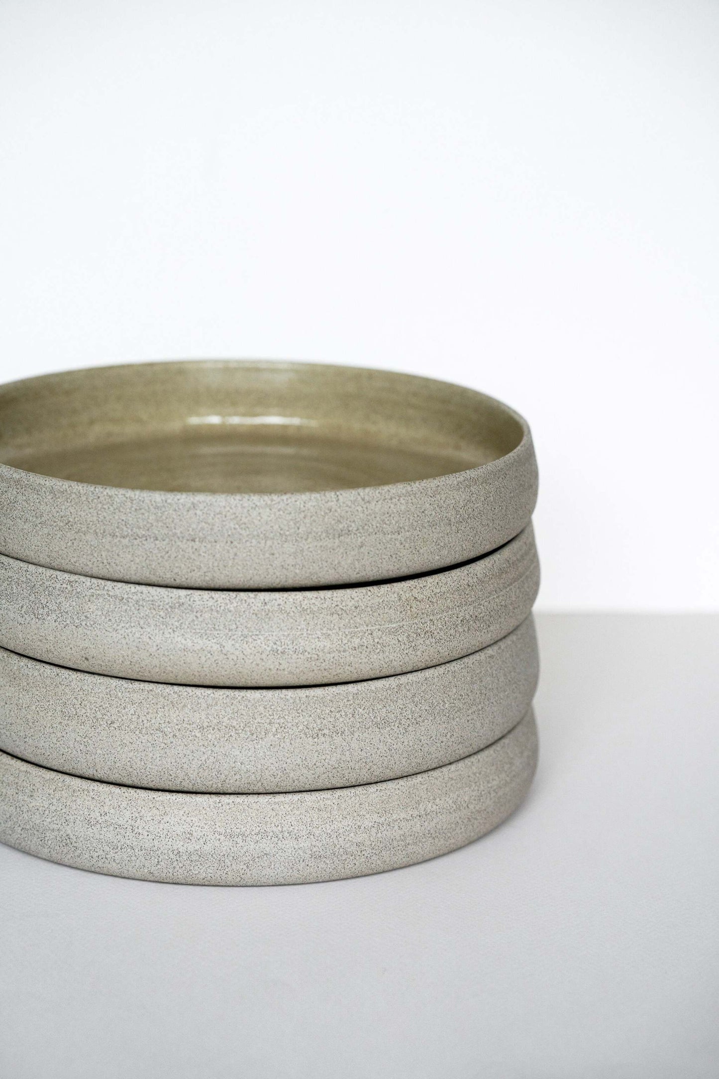 Handmade Stoneware Dinner Plates with High Sides "Concrete"