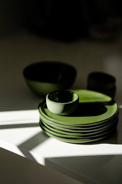 Handmade Porcelain Dinner Plates - Green