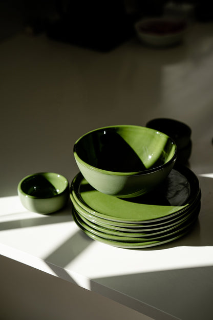 Handmade Porcelain Dinner Plates - Green