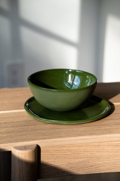 Handmade Porcelain Dinner Plates - Green
