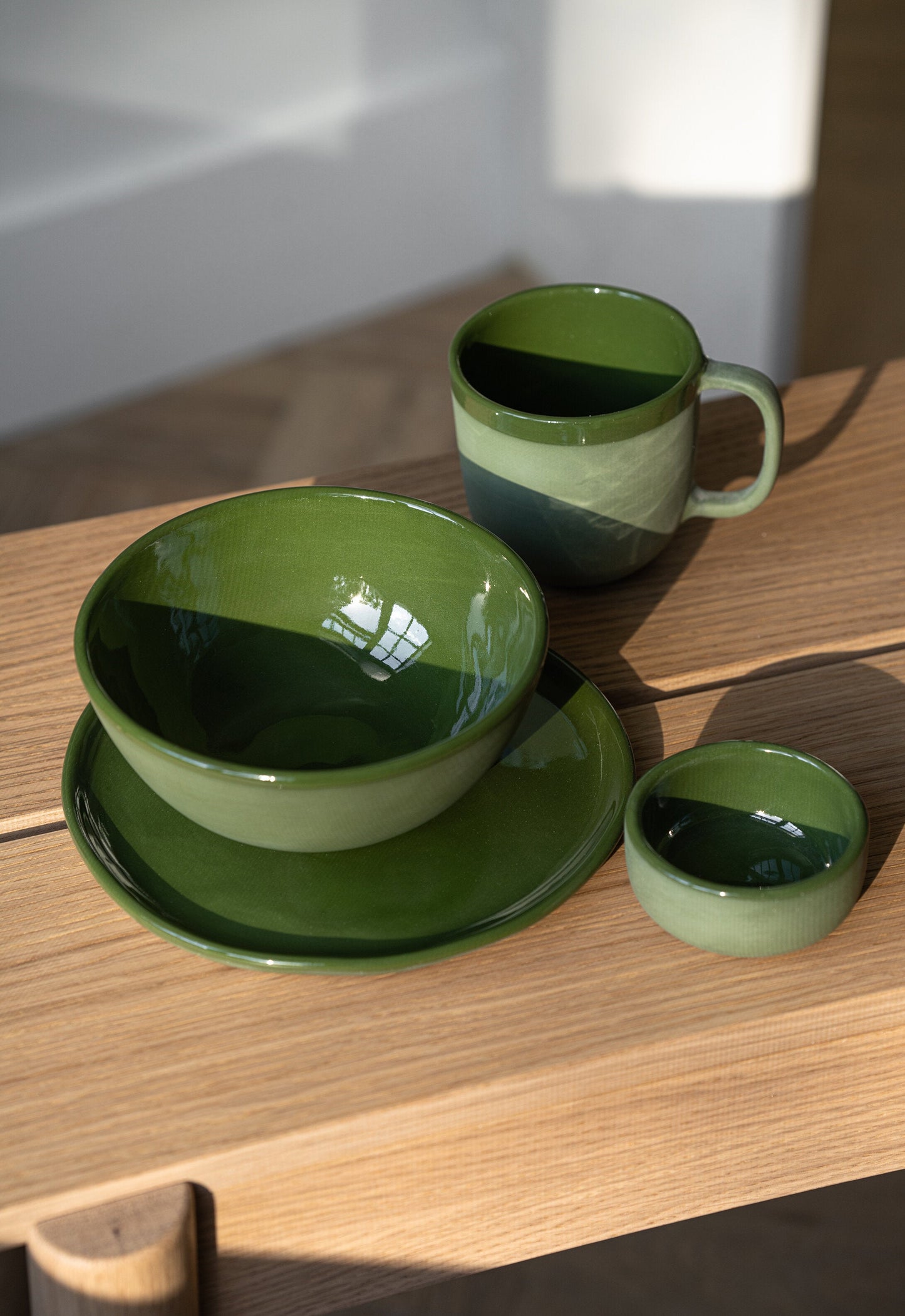 Handmade Porcelain Dinner Plates - Green