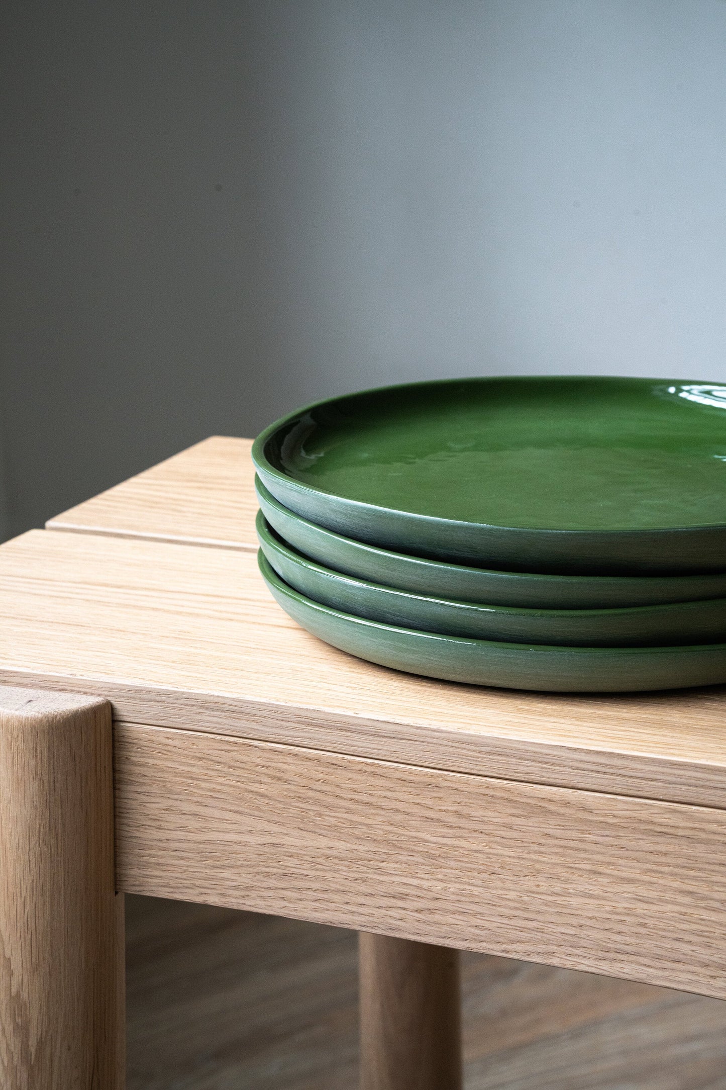 Handmade Porcelain Dinner Plates - Green
