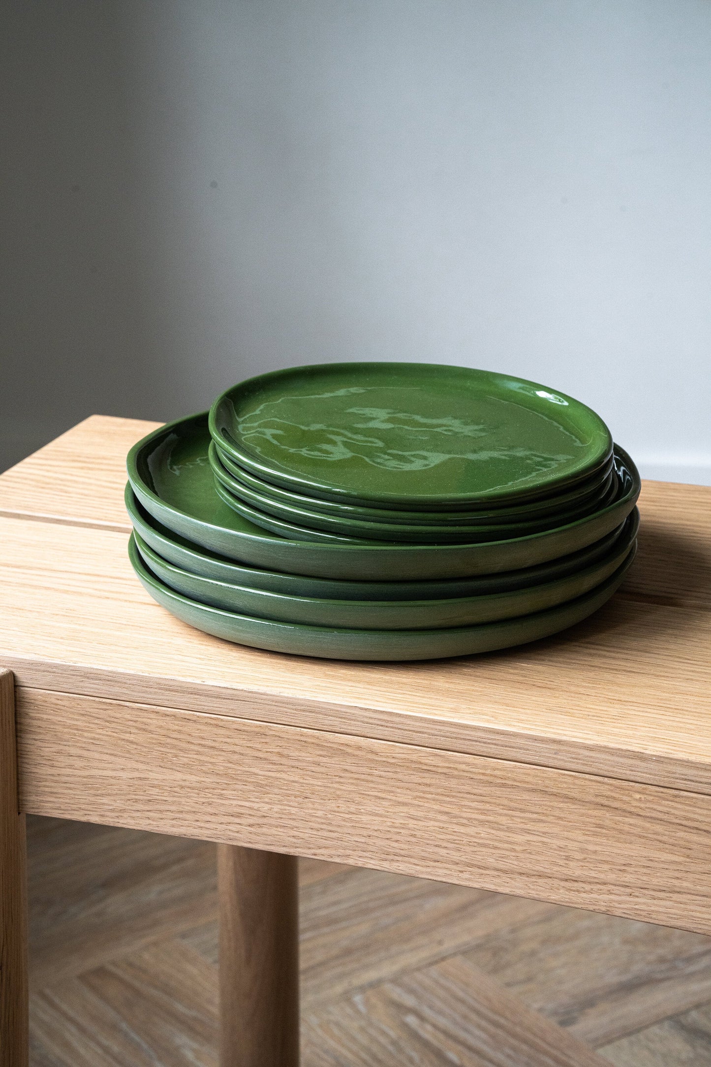 Handmade Porcelain Dinner Plates - Green