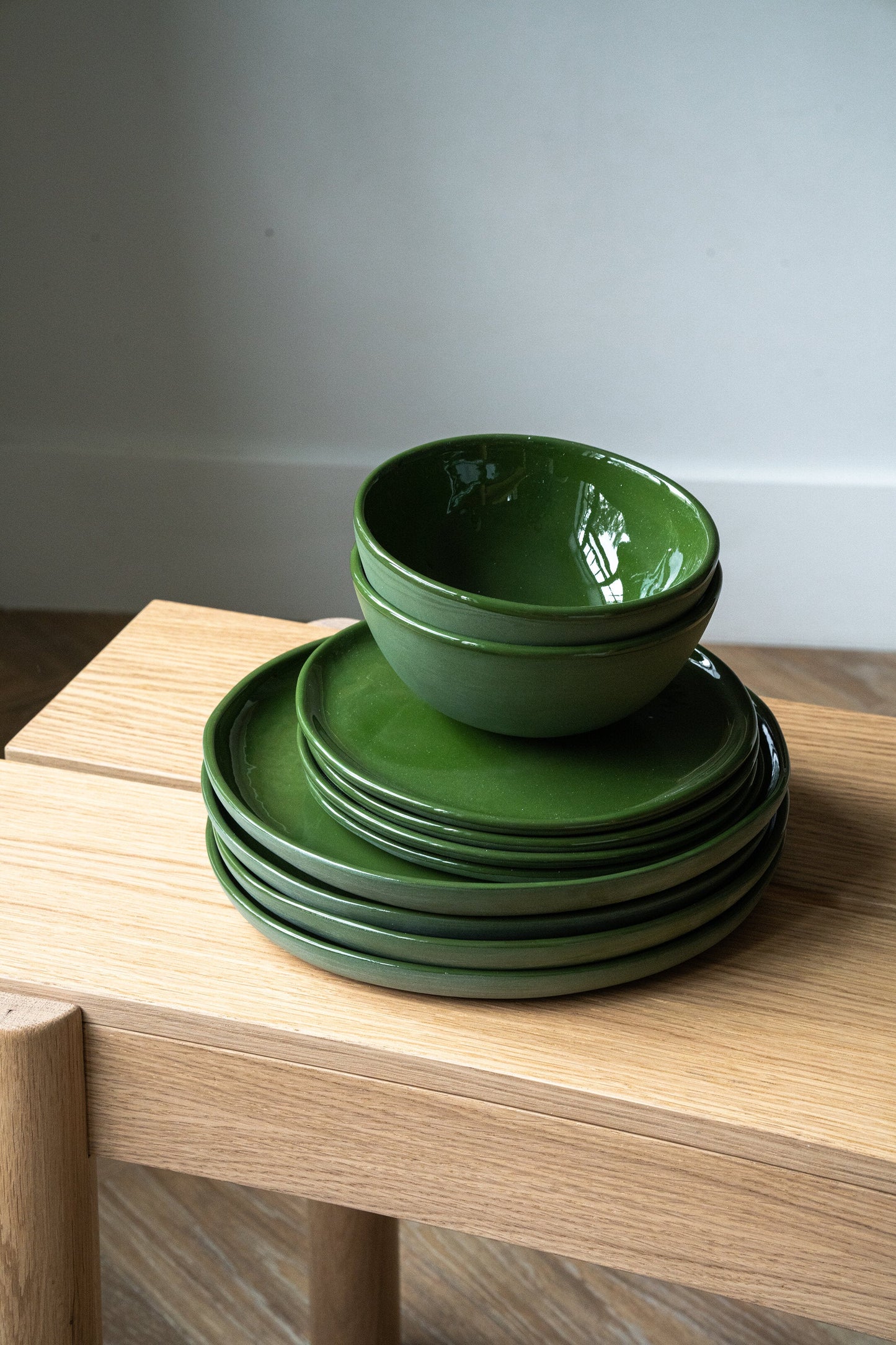 Handmade Porcelain Dinner Plates - Green