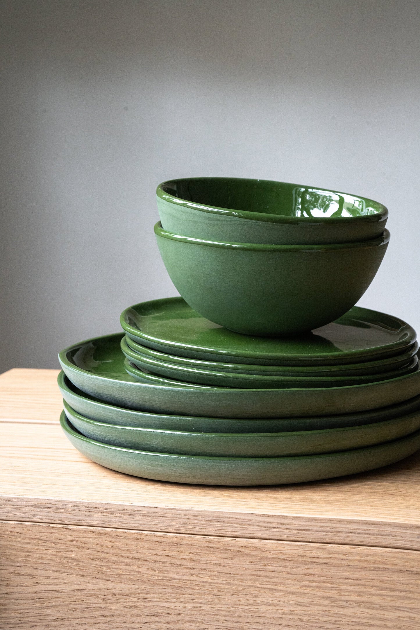 Handmade Porcelain Dinner Plates - Green