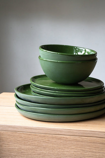 Handmade Porcelain Dinner Plates - Green