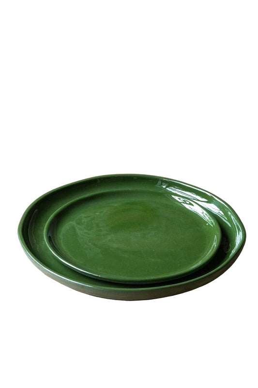 Handmade Porcelain Dinner Plates - Green