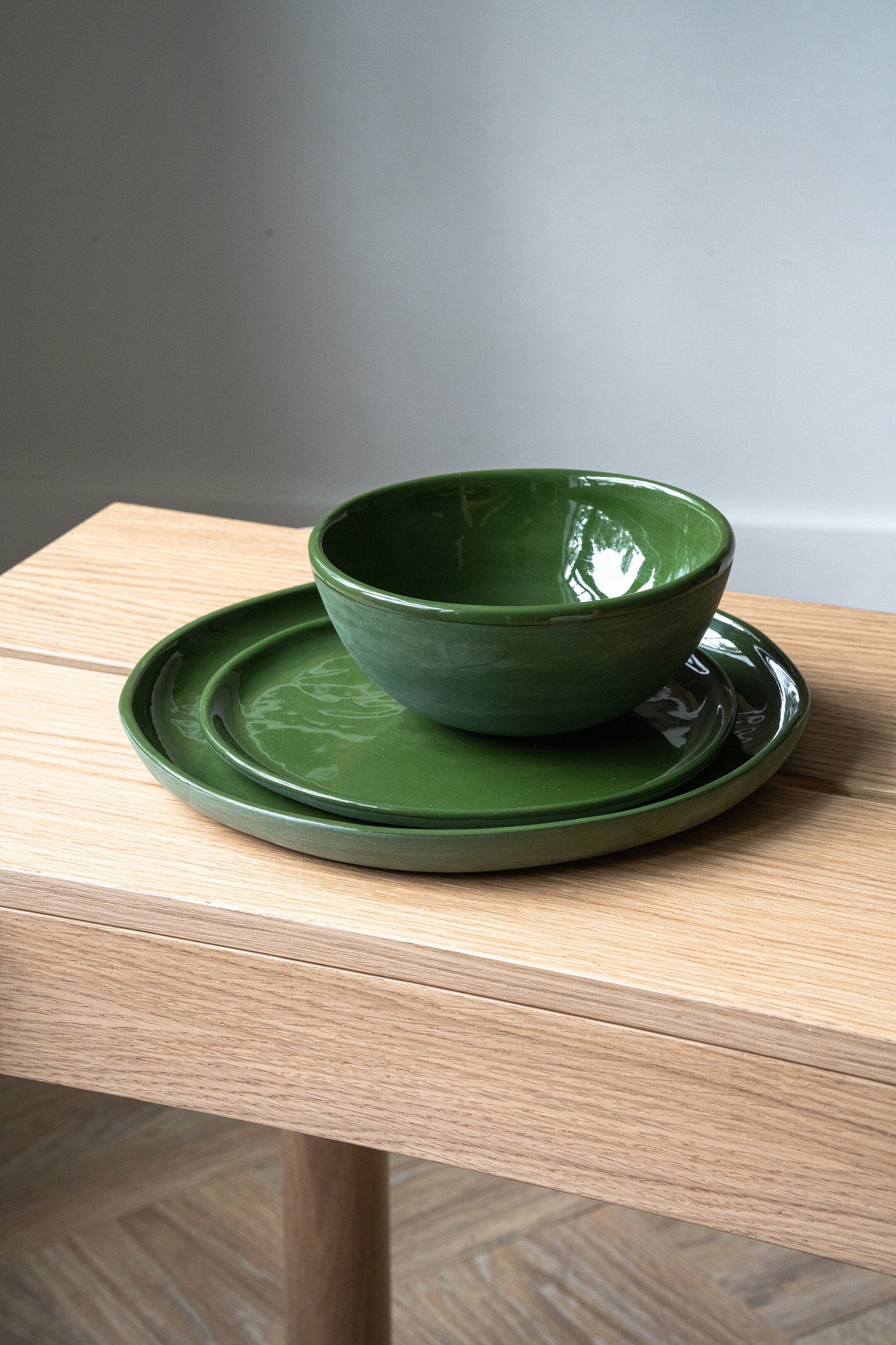 Handmade Porcelain Dinner Plates - Green