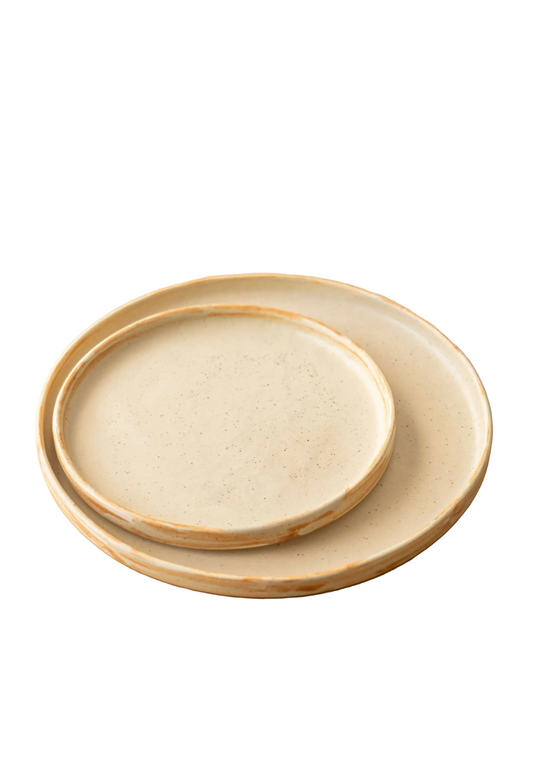 Beige Matte Stoneware Dinner Plates