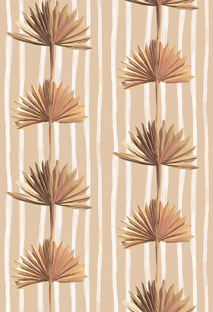 Stripey Palm Wallpaper, nude and off-white