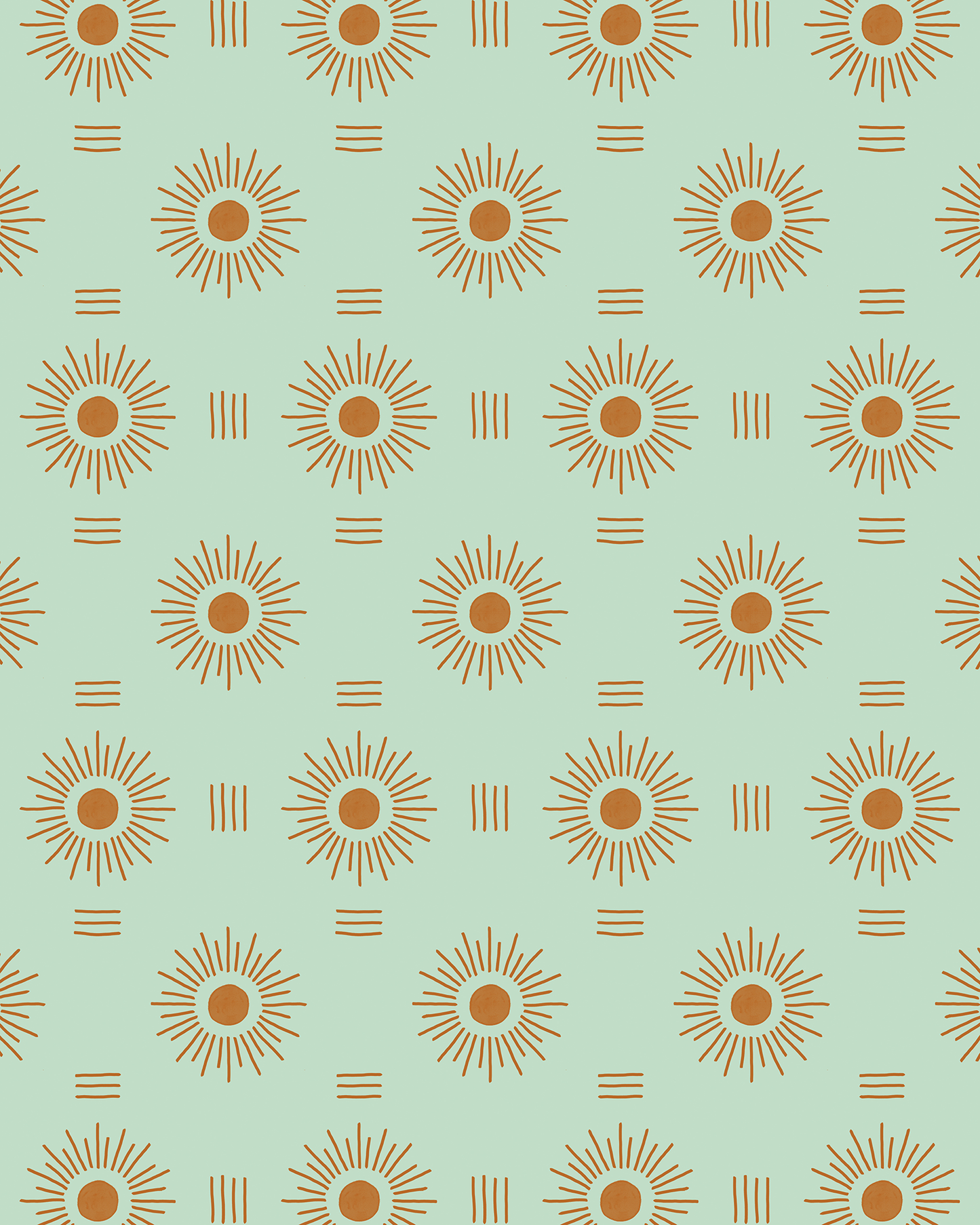 Sun Rays Wallpaper, mint and orange