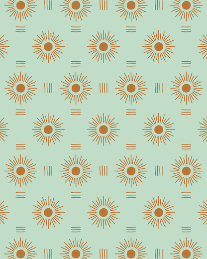 Sun Rays Wallpaper, mint and orange