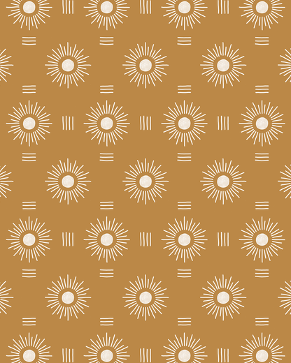 Sun Rays Wallpaper, mustard and white