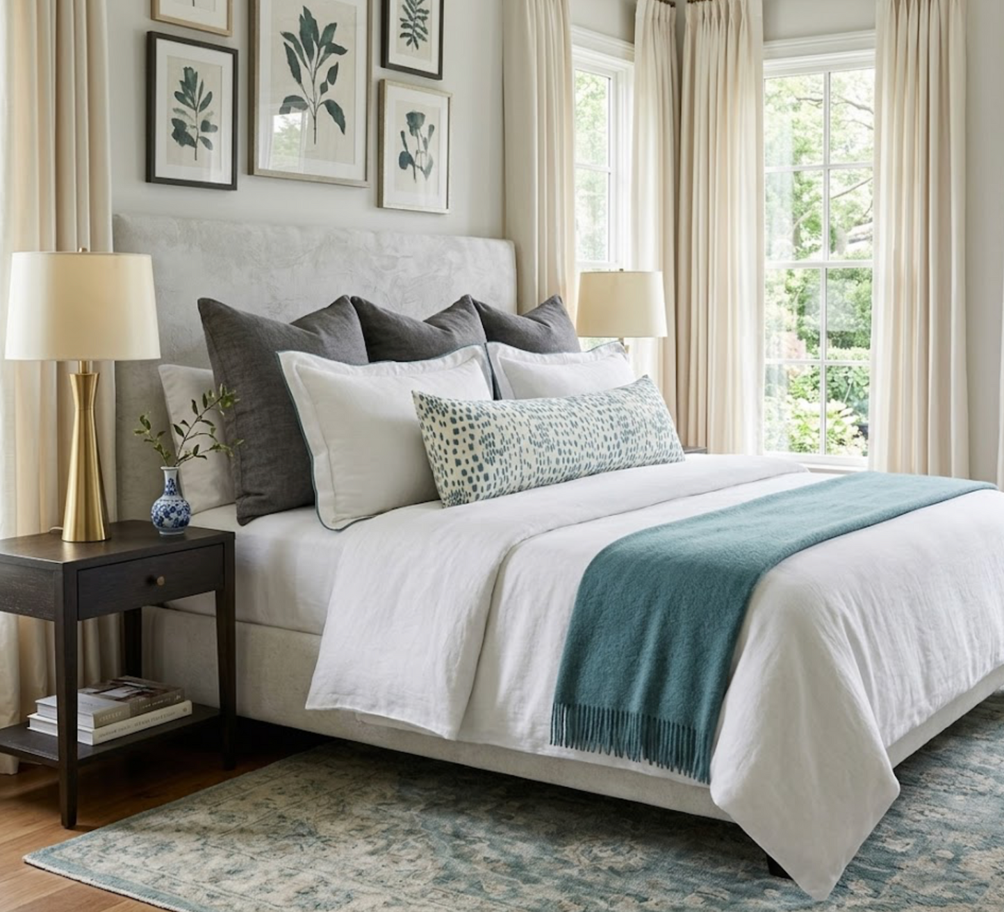 Les Touches Pillow in Aqua Blue