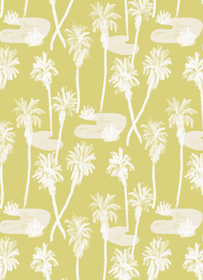 Palm Oasis Wallpaper - Lemon & White