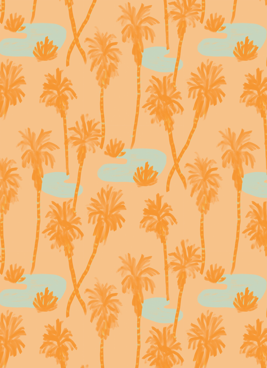 Palm Oasis Wallpaper, peach
