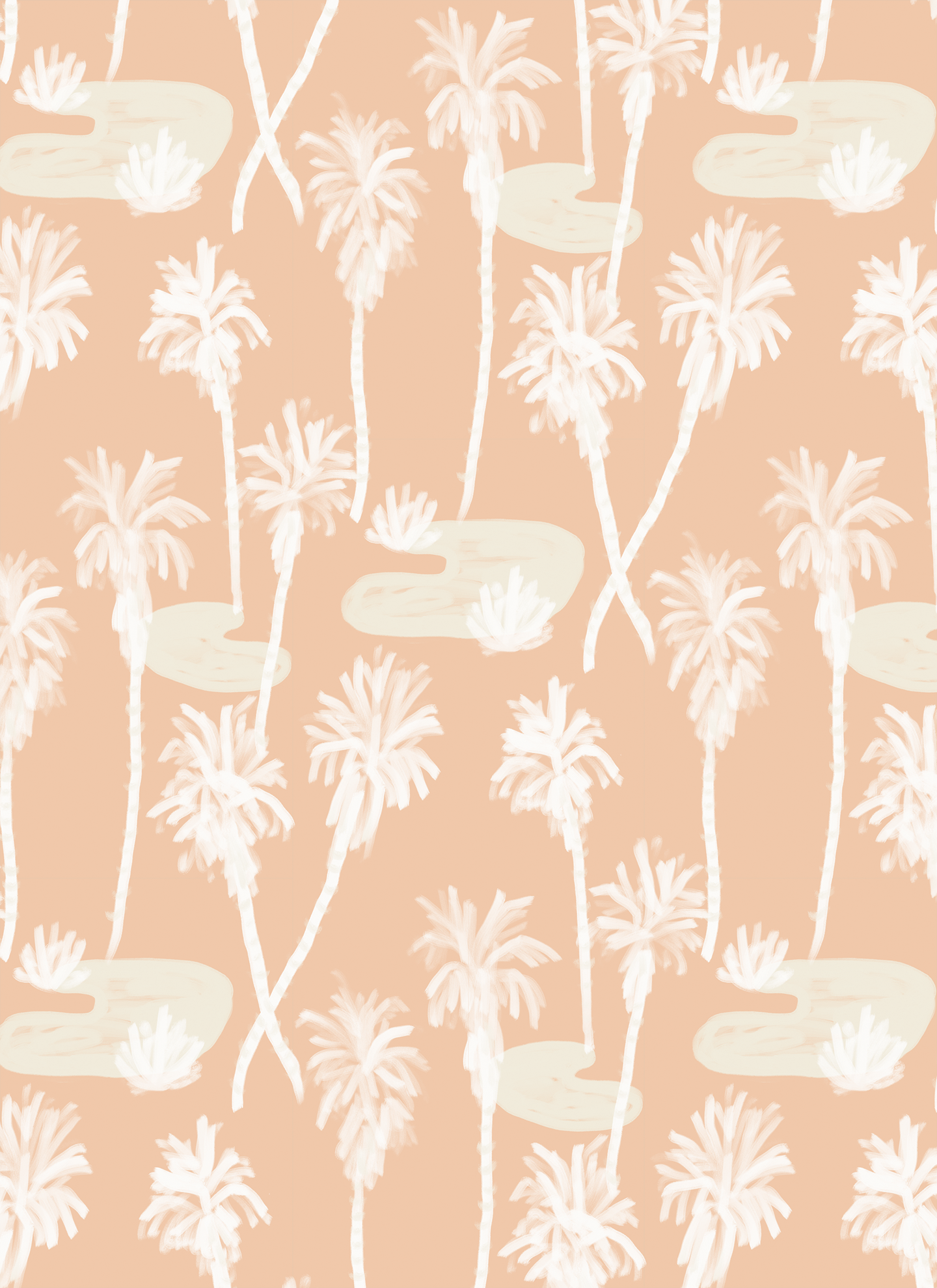 Palm Oasis Wallpaper - Peach & White