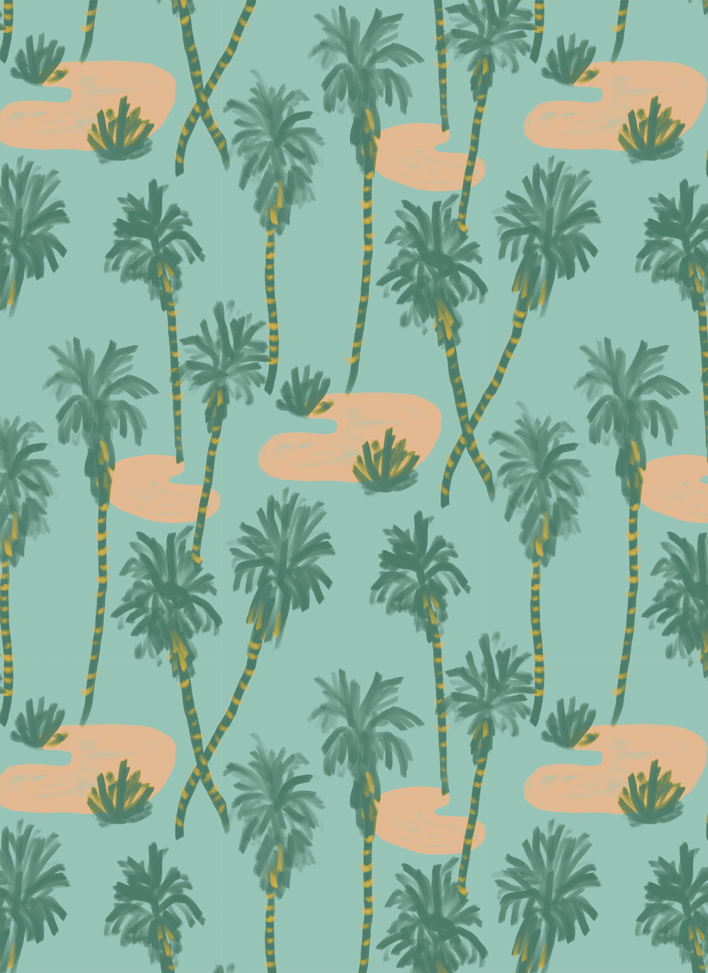 Palm Oasis Wallpaper, teal