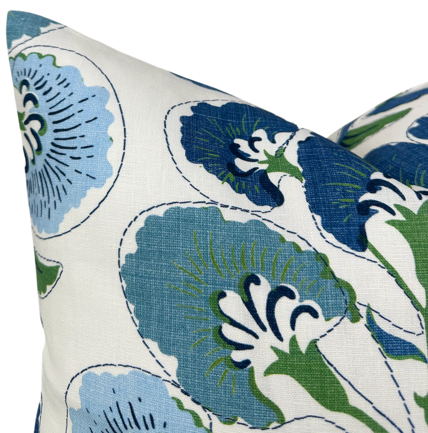 Tybee Tree Pillow in Blue + Green