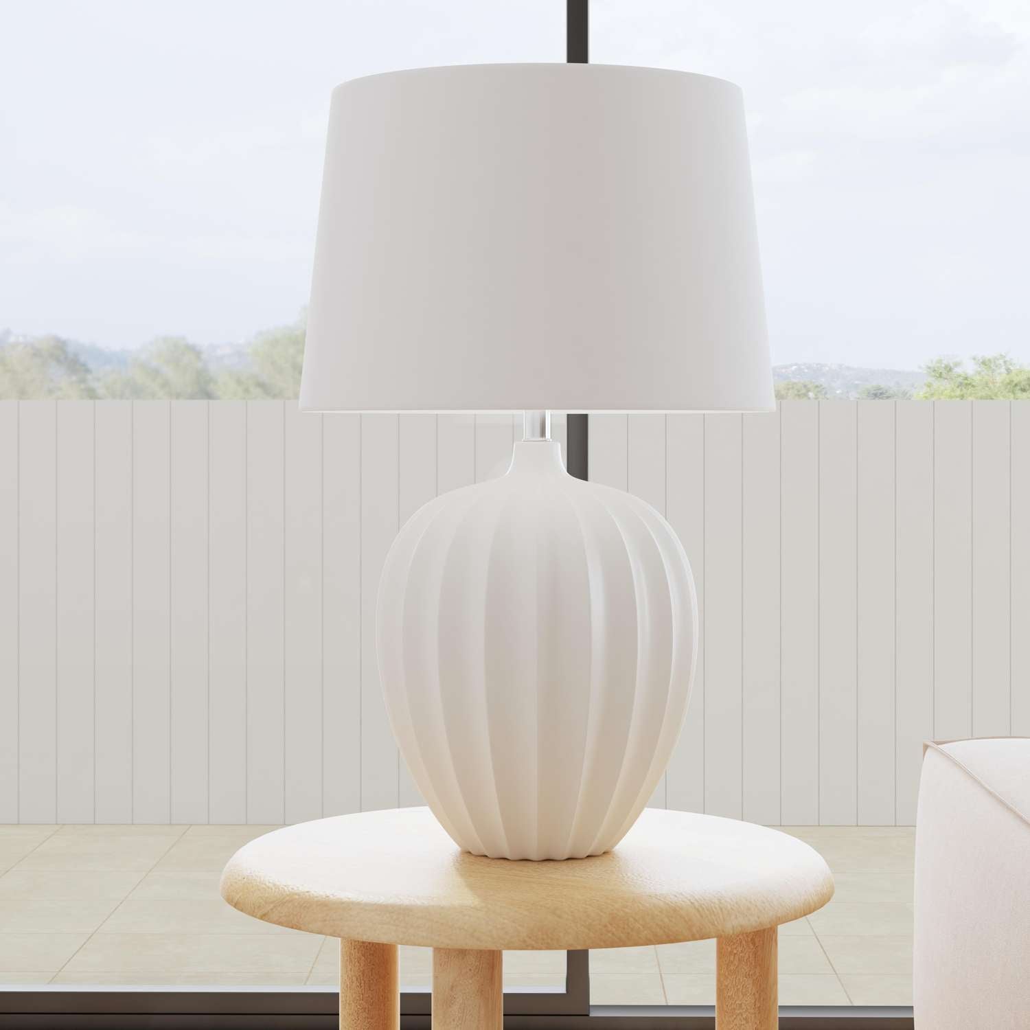 Lotus White Table Lamp - Room Scene