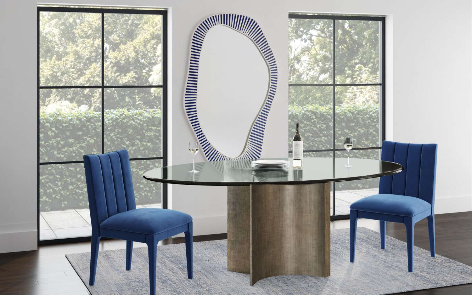 Brianne Navy Dining Chair (Set of 2) - Room Scene
