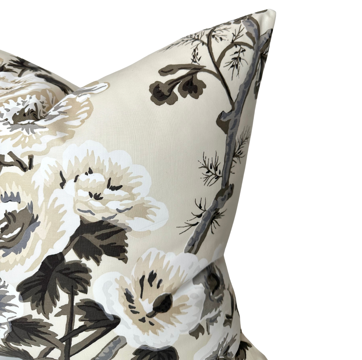 Pyne Hollyhock Pillow in Charcoal
