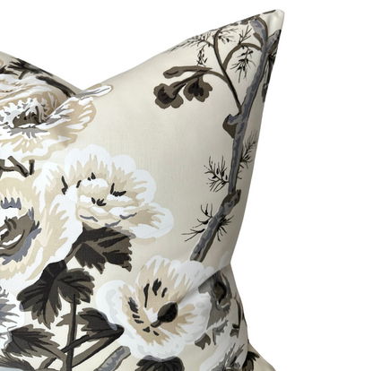 Pyne Hollyhock Pillow in Charcoal