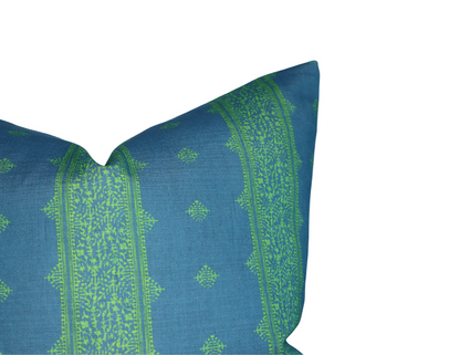 Fez Pillow in Green Indigo, Indoor Outdoor Pillow