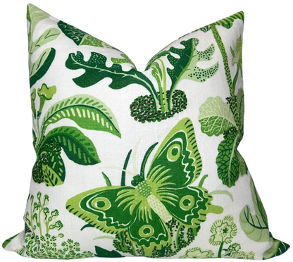 Exotic Butterfly Pillow in Leaf Green