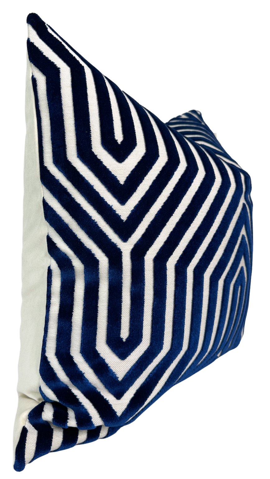 Vanderbilt Velvet Pillow in Navy Blue