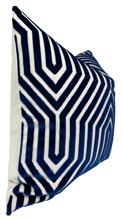 Vanderbilt Velvet Pillow in Navy Blue