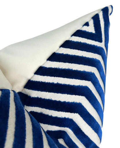 Vanderbilt Velvet Pillow in Navy Blue