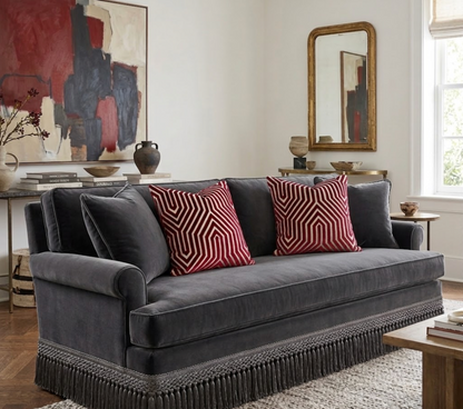 Vanderbilt Velvet Pillow in Garnet Red