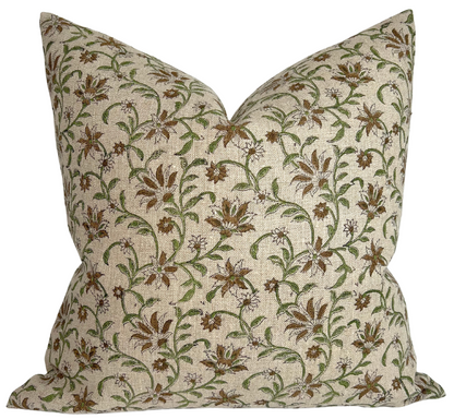 Vine Print Pillow in Green