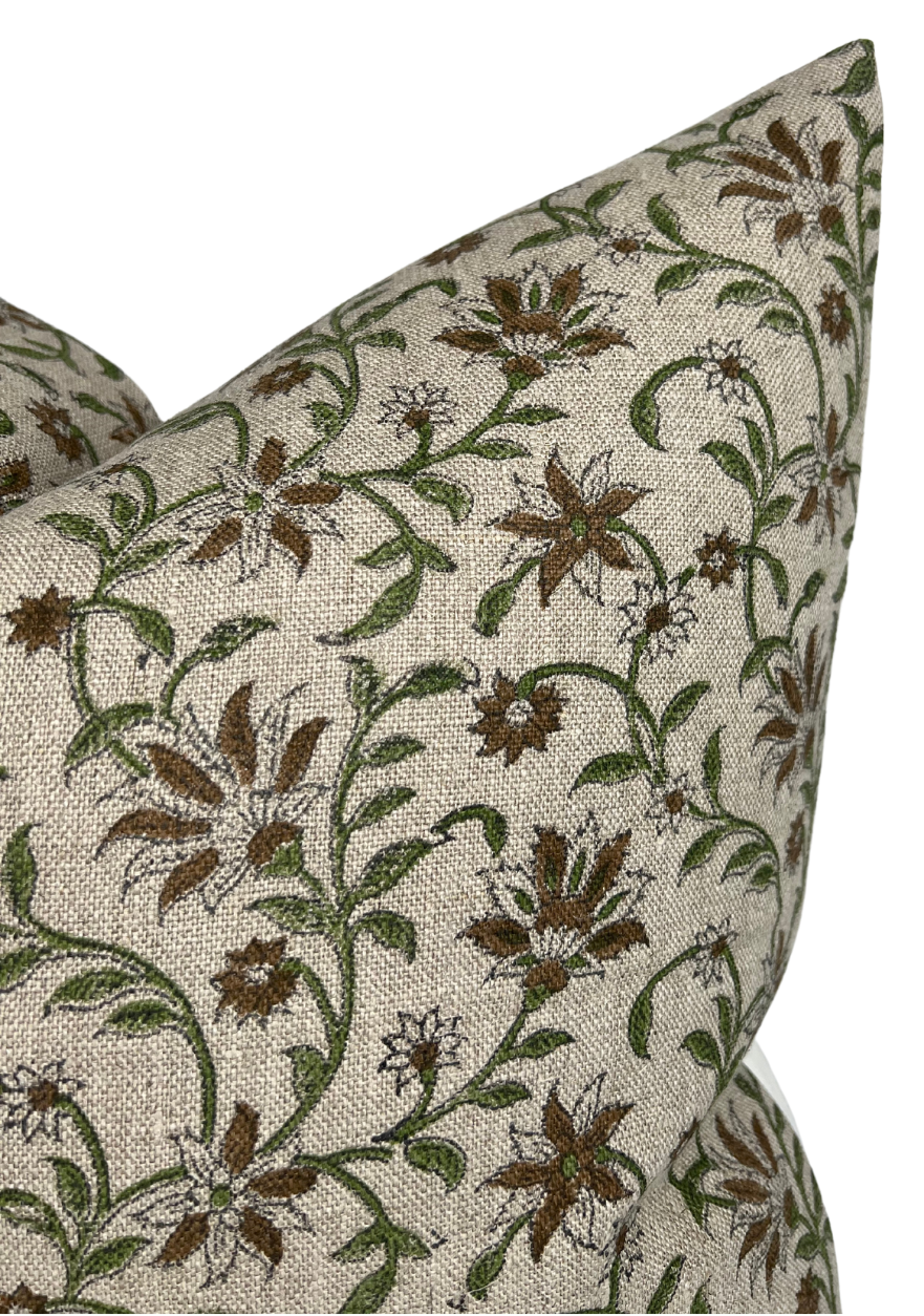 Vine Print Pillow in Green