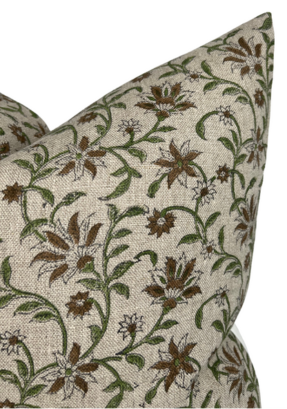 Vine Print Pillow in Green