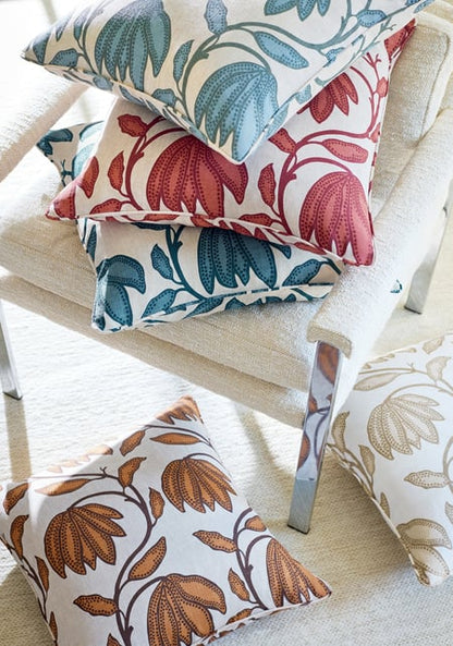 Desert Floral Pillow in Mineral Blue