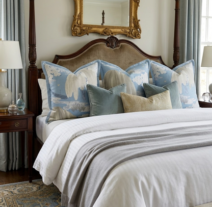 Willow Tree Pillow in Soft Blue