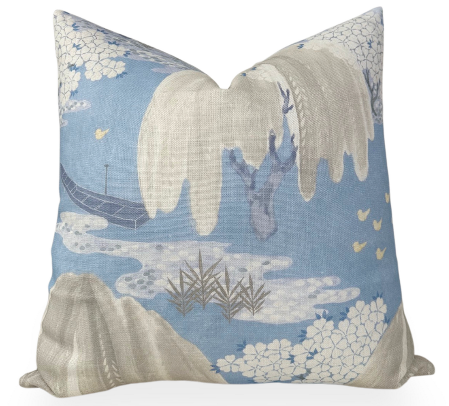 Willow Tree Pillow in Soft Blue