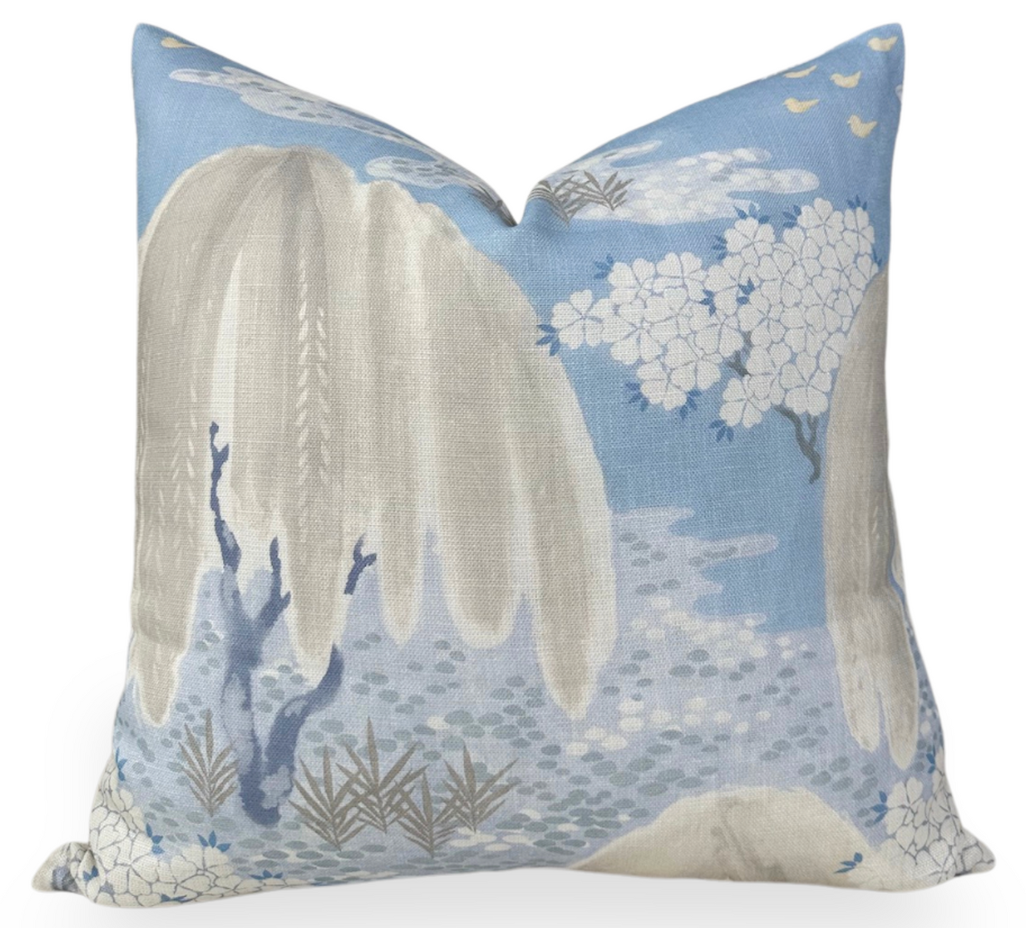 Willow Tree Pillow in Soft Blue