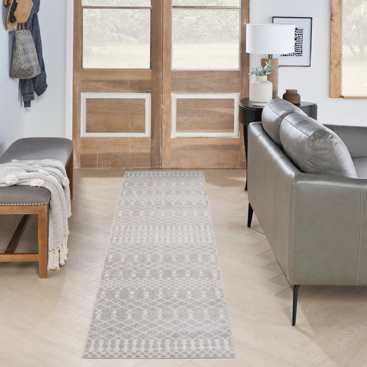 Nourison Astra Grey Pet Friendly Machine Washable Rug - Room Scene