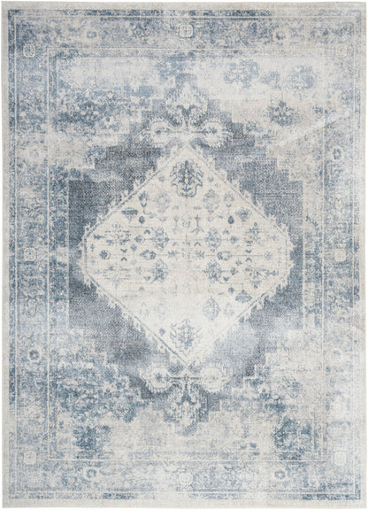 Nourison Astra Blue & Ivory Pet Friendly Machine Washable Rug - 6'7" x 9'