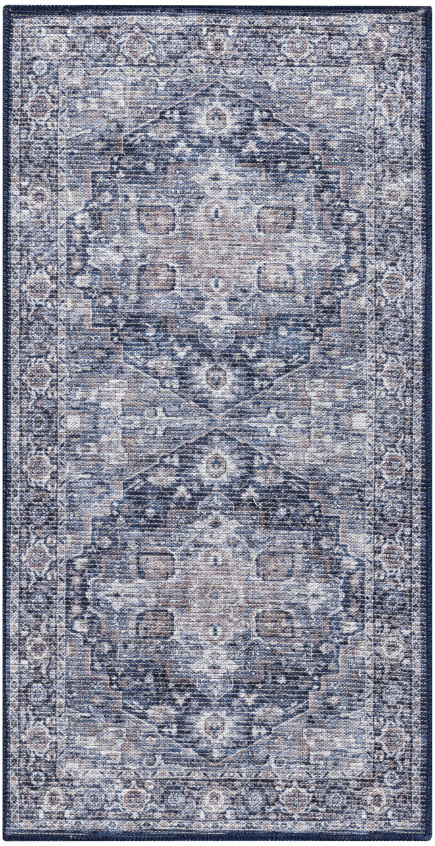 Nourison New Concept Ivory & Navy Machine Washable Rug - 2' x 3'9"