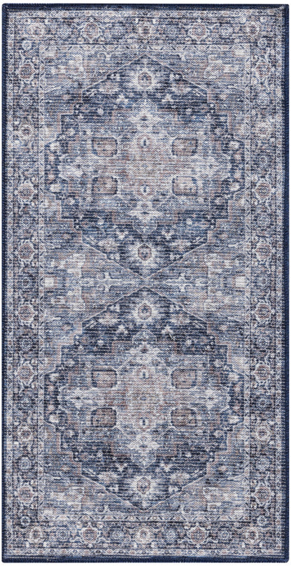 Nourison New Concept Ivory & Navy Machine Washable Rug - 2' x 3'9"