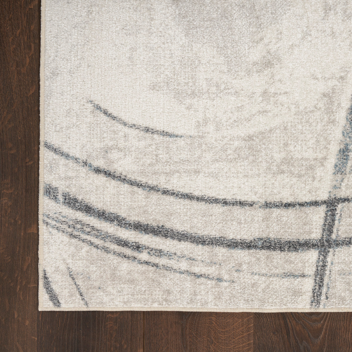 Nourison Astra Silver & Blue Pet Friendly Machine Washable Rug - Corner