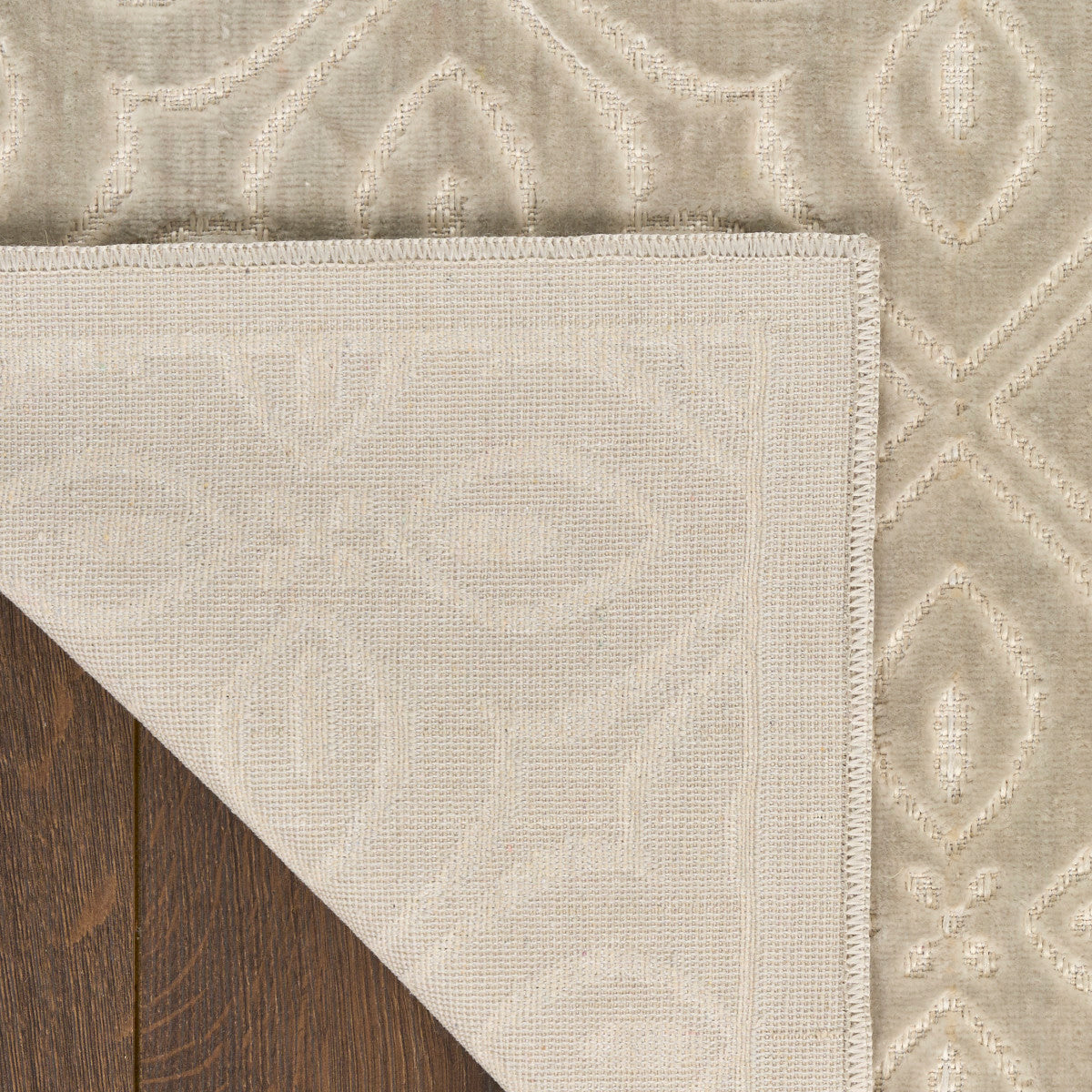 Nourison Charm Silver & Ivory Pet Friendly Machine Washable Rug - Corner